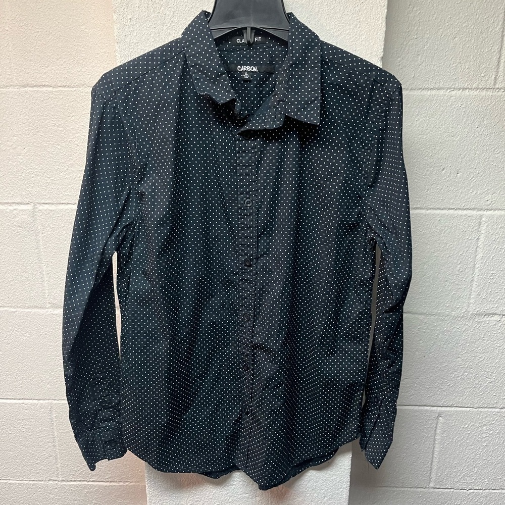 Carbon Men's Navy Polka Dot Shirt